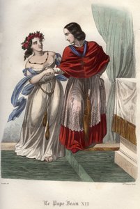Incest: Paus Johannes XII (ca. 937-964) met zijn grootmoeder en vermeende minnares, Marozia (ca. 890-ca. 936).