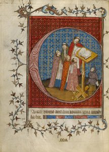 Begin C: Geestelijken zingen uit een koorboek door Unknown artist