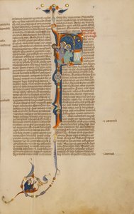 Beginletter F: Elkanah met Hannah en Peninna in de Tempel door Unknown artist