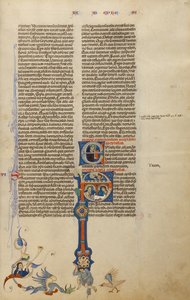 Beginletter P: Sint Paulus geeft een brief aan een boodschapper door Unknown artist