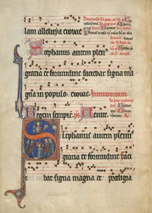 Beginletter S: De steniging van Stefanus door Unknown artist