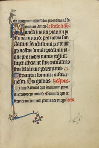 Beginletter S: De Maagd Maria en Christus toont zijn wonden door Unknown artist
