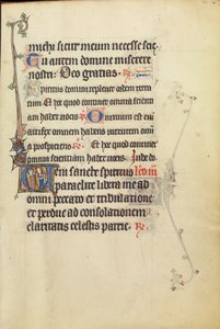 Initial V: Een mannelijke heilige en een vrouwelijke heilige in gesprek door Unknown artist