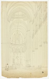Interieur van een gotische kathedraal door Unknown artist