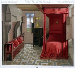 Interieur van een huis in de 15e en 16e eeuw. In 