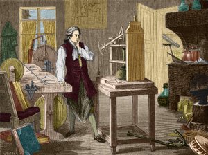 James Watt bestudeert de verbetering van de Newcomen-machine (1767) (stoommachine) - in 
