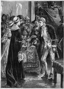 John Paul Jones bezoekt Lady Selkirk nadat zijn mannen haar waardevolle spullen hebben meegenomen door Unknown artist