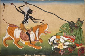 Kali valt Nisumbha aan door Unknown artist