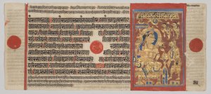 Kalpa-sutra Manuscript met 24 Miniaturen: Mahavira Geeft Zijn Bezittingen Weg door Unknown artist