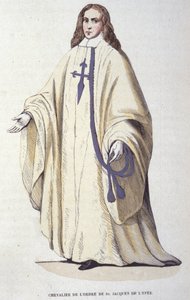 Ridder van de Orde van Sint Jacob van het Zwaard, militaire orde opgericht in Spanje in 1170. Gravure uit de 19e eeuw.