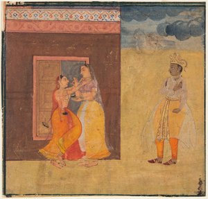 Krishna Abhisarika Nayika, uit een Rasikapriya-manuscript door Unknown artist