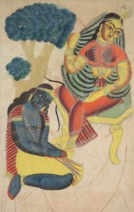 Krishna streelt Radha