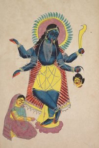 Krishna als Kali aanbeden door Radha (recto)