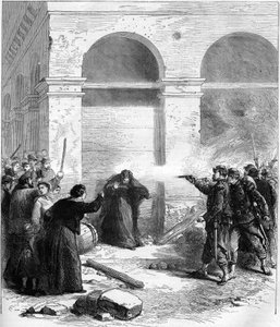 De Commune van Parijs in 1871. Petroleumverrassing rue de Rivoli. door Unknown artist