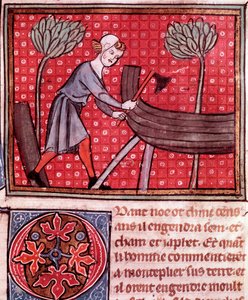 De bouw van de ark van Noach (detail) door Unknown artist