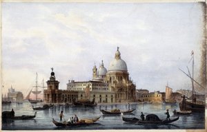 La lagune, de gondels en de kerk S.M. della Salute - in "Album of the main views of Venice", ill. door Marco Moro, uitgegeven door Gio Brizeghel, ca. 1840