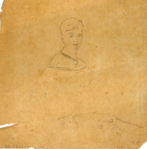 Dame in avondjurk met figuur van Venus de Milo door Unknown artist