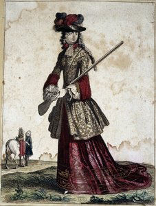 Dame op jacht - gravure door Unknown artist