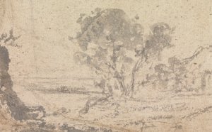 Landschapsschets met een boom door Unknown artist