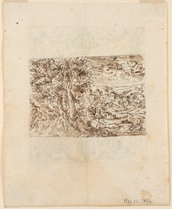 Landschap; verso: Grotesk Ontwerp door Unknown artist