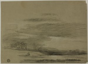 Landschap met Zon die door Wolken Breekt door Unknown artist