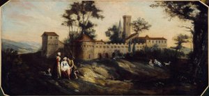 Landschap met versterkt kasteel