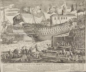 Te Water Laten van de Howe, van 120 Kanonnen, in Chatham door Unknown artist