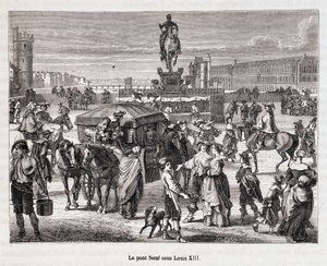 Le Pont Neuf onder Lodewijk XIII - Gravure uit de 19e eeuw door Unknown artist