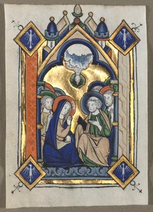 Blad uitgesneden uit een psalter: Pinksteren door Unknown artist