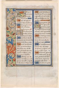 Blad uit een Getijdenboek: Tekst met geïllustreerde rand (verso) door Unknown artist