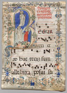 Blad uit een Graduale: Geïllustreerde initiaal R: De opstanding (recto)