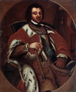 Keizer Peter I op zijn troon door Unknown artist