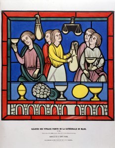 Les changeurs du Mans - Geschilderd glas-in-loodraam van de kathedraal van Le Mans
