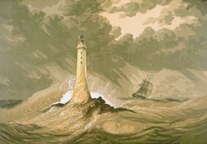 Vuurtoren met zeilschip