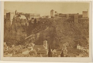 [Lang uitzicht op het Alhambra, Spanje].