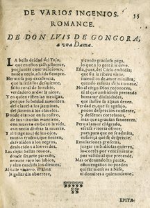 Luis de Góngora y Argote "Romance a una dama" (prent)
