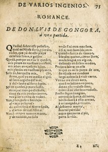 Luis de Góngora y Argote, "Romance a una partida" (prent)