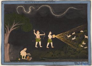 Maharana Jagat Singh II van Mewar (r. 1734-51) verkleed als een Bhil, jacht op herten 