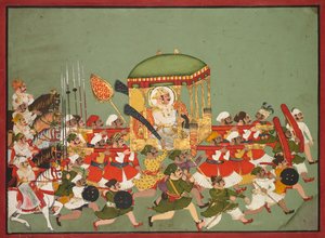 Maharao Chattar Sal (regeerde 1758-64) van Kota in een Draagstoel door Unknown artist
