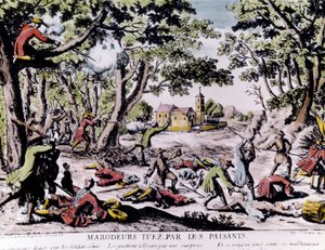 Plunderaars neergeschoten door boeren door Unknown artist