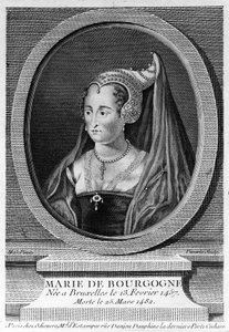 Marie van Bourgondië, dochter van Karel de Stoute en vrouw van Maximiliaan van Oostenrijk. Gravure uit de 19e eeuw. door Unknown artist
