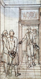 Ontmoeting van Goethe en Jung Stilling in Straatsburg. 19e eeuwse tekening