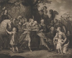 Ontmoeting van Jacob en Esau door Unknown artist