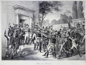 Vergadering van generaals en officieren in Napoleon Bonaparte rond 7 uur 
