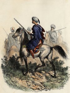 Moorse gendarmes (of veldwachters) belast met de landelijke politie van Algiers, opgeleid in 1831. in 