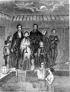 Mormoonse doop. 19e-eeuwse gravure door Unknown artist