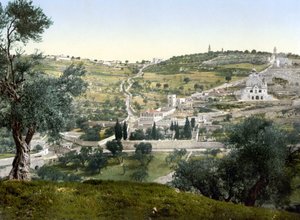 Olijfberg en Gethsemani, Jeruzalem. Fotochroom tussen 1890-1900.