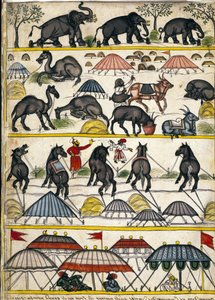 Mughal militair kamp. Pagina uit het manuscript 