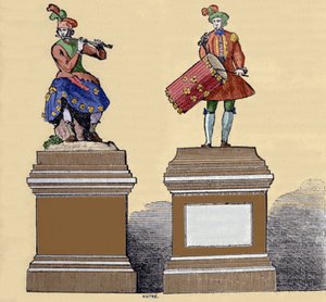 Muzikantenautomaten: De traversiere fluitspeler (1737) en de tamboerijnspeler (1738). Gemaakt door Jacques de Vaucanson (1709-1782), Franse ingenieur door Unknown artist