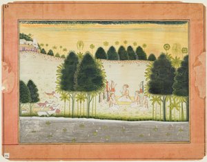 Nanda en de oudsten in overleg met de herders, uit een Bhagavata Purana door Unknown artist